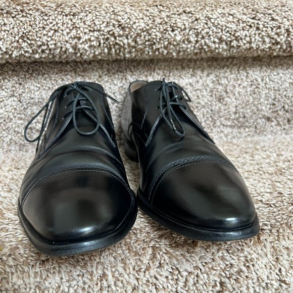 a.testoni Men\'s Black Leather Oxfords Dress Shoes. main image 8